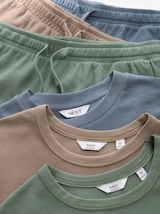 Stone/Blue/Green Textured Coord 100% Cotton T-Shirt And Shorts Set 3 Pack - Image 9 of 10