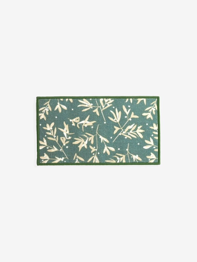 Green Washable Mistletoe Christmas Doormat - Image 4 of 4