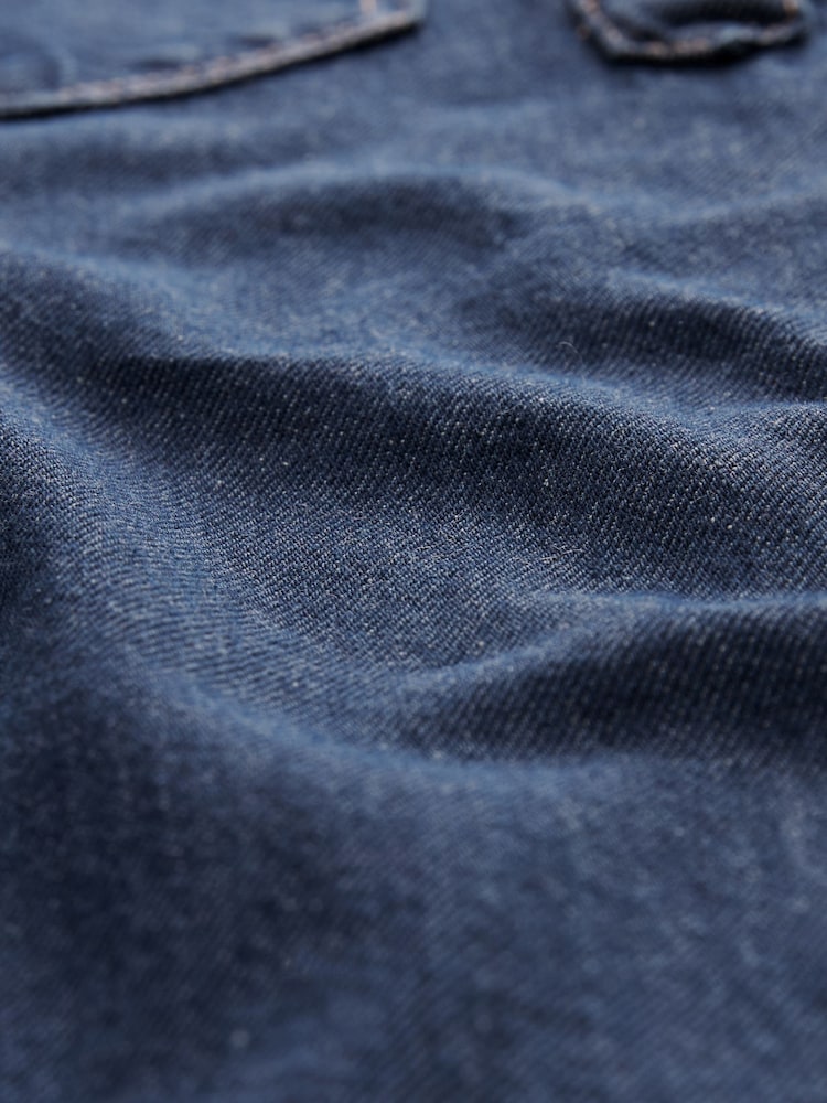 Rinse Blue Half Placket Denim 100% Cotton Mini Dress - Image 7 of 7 Rinse Blue Half Placket Denim 100% Cotton Mini Dress - Image 7 of 7