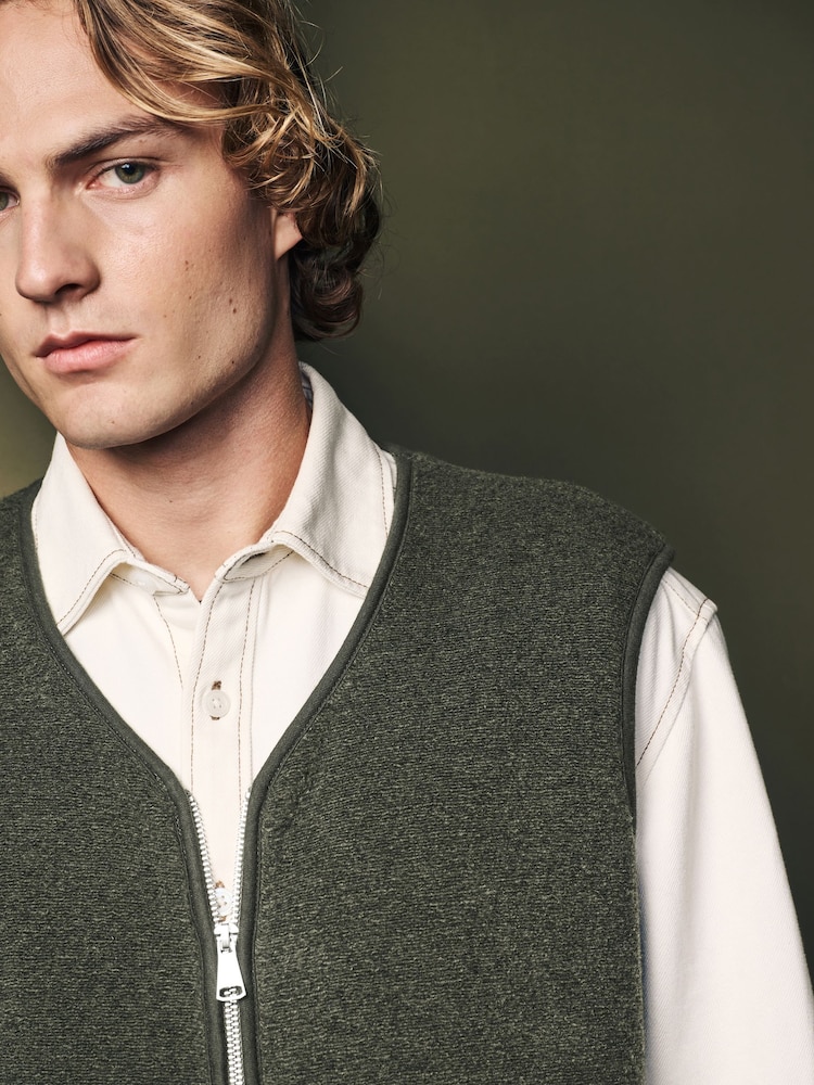 Vert kaki - Gilet en laine Blend - Image 4 of 7