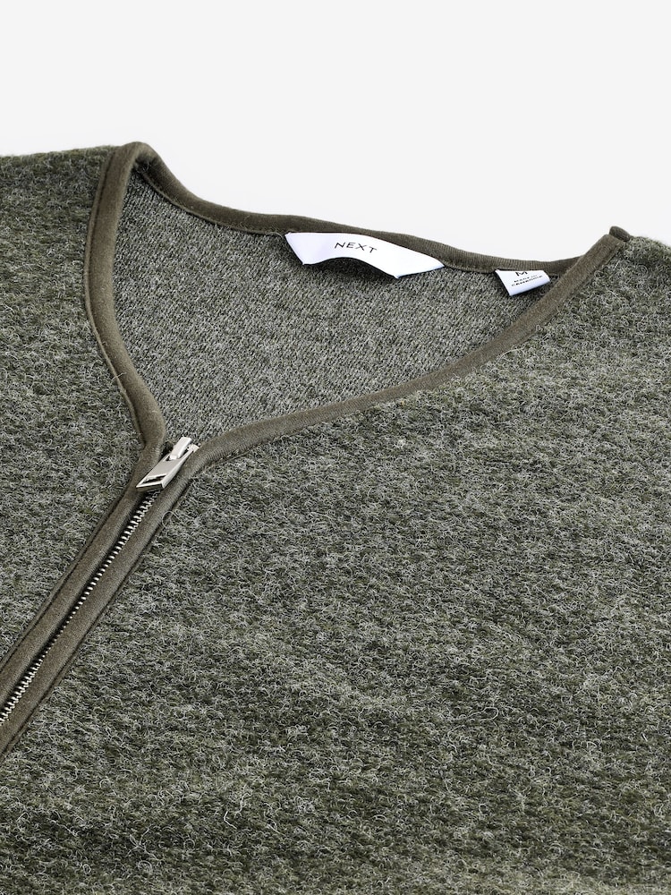 Khakigrün - Weste aus Wollmischung mit Fleece - Bild 7 von 7 Khakigrün - Weste aus Wollmischung mit Fleece - Bild 7 von 7