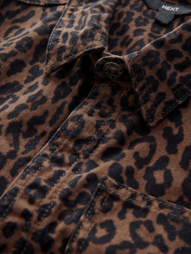 Leopard Print 100% Cotton Denim Belted Jumpsuit - Image 8 of 8
