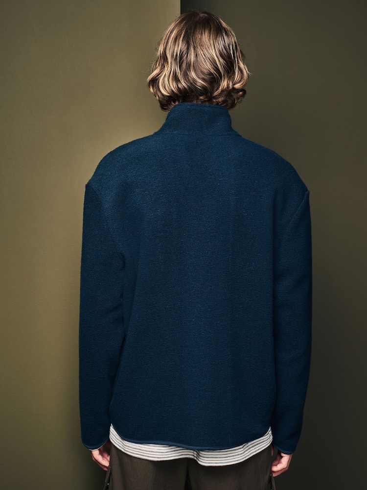 Bleu marine - Sweat à col zippé en laine - Image 3 of 7