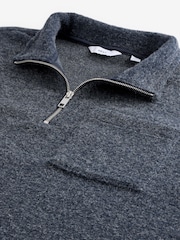 Navy Blue Wool Blend Zip Neck Sweatshirt - Image 6 of 7