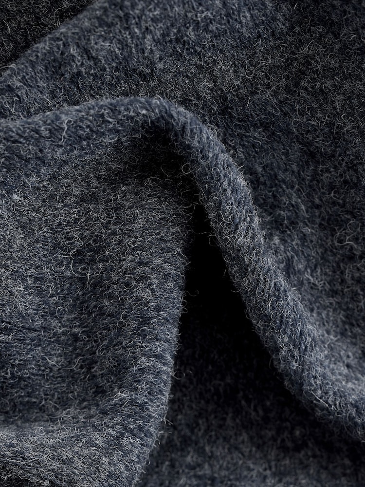 Navy Blue Wool Blend Zip Neck Sweatshirt - Image 7 of 7
