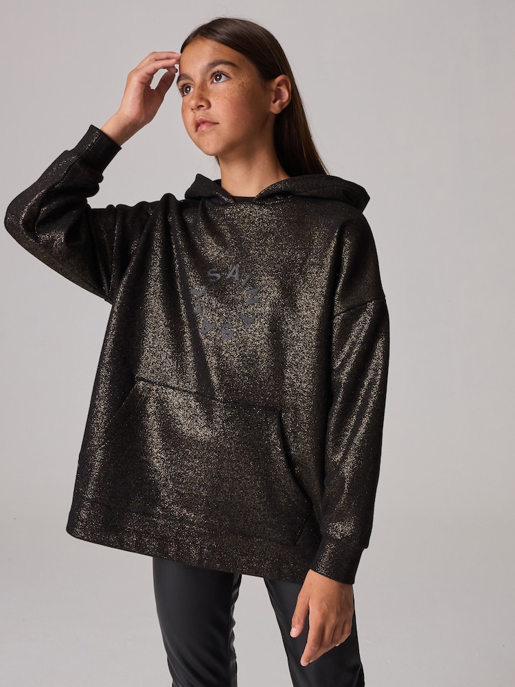 smALLSAINTS Black/Gold Girls Tierra Logo Etienne Hoodie - Image 1 of 11