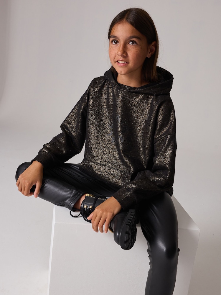 smALLSAINTS Black/Gold Girls Tierra Logo Etienne Hoodie - Image 2 of 11