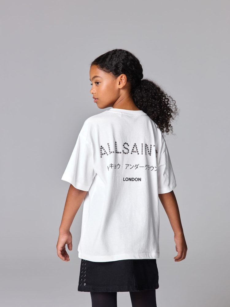 Белый/Шпилька - smALLSAINTS Oversized Girls Underground Crew T-Shirt - Image 2 of 7