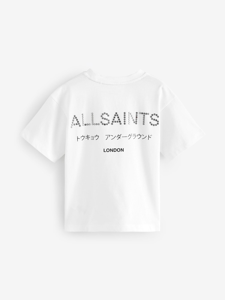 smALLSAINTS White/Stud Oversized Girls Underground Crew T-Shirt - Image 5 of 7