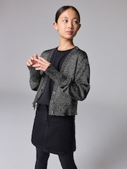 smALLSAINTS Silver Girls Lyra Glitter Knitted Cardigan - Image 3 of 9