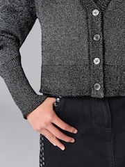 smALLSAINTS Silver Girls Lyra Glitter Knitted Cardigan - Image 4 of 9