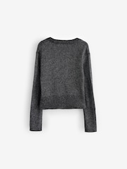 smALLSAINTS Silver Girls Lyra Glitter Knitted Cardigan - Image 6 of 9