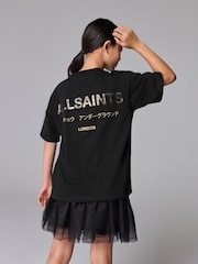 smALLSAINTS Black/Metallic Oversized Girls Underground Crew T-Shirt - Image 2 of 7