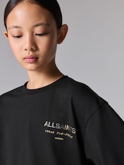 smALLSAINTS Black/Metallic Oversized Girls Underground Crew T-Shirt - Image 3 of 7