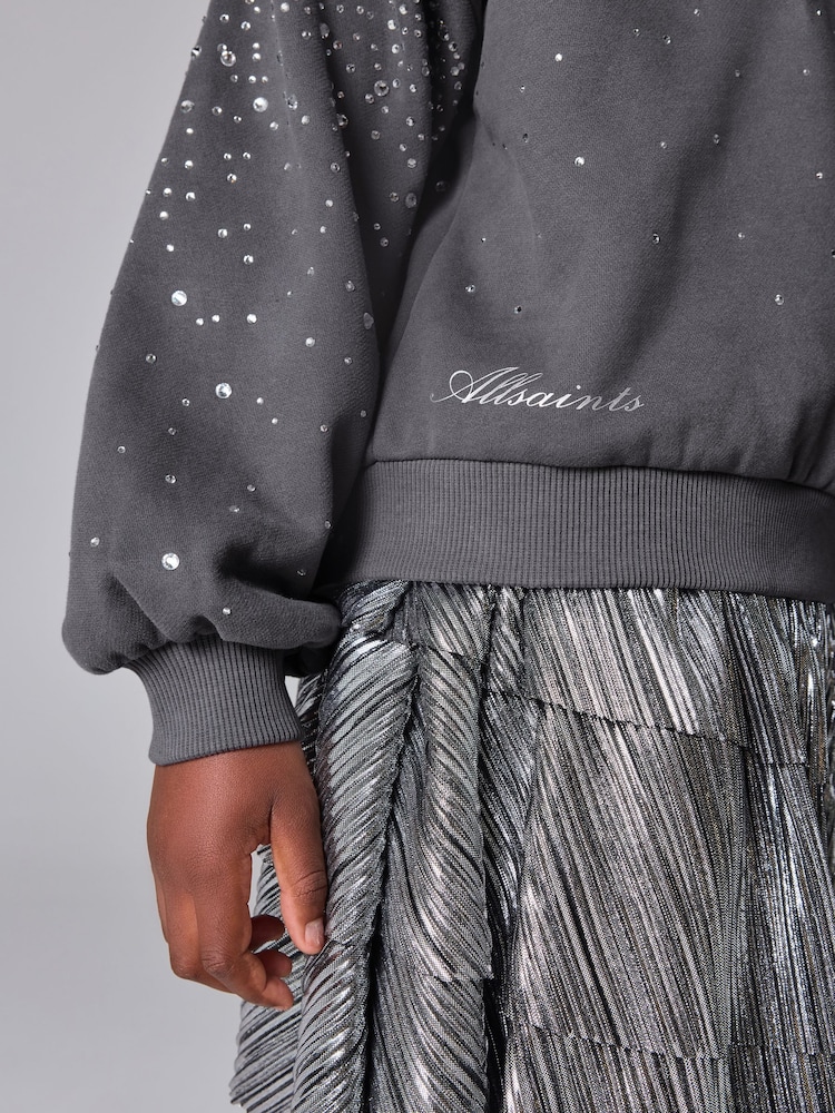 smALLSAINTS Scatter Diamante Embellished Girls Crew Sweatshirt - Image 6 of 11