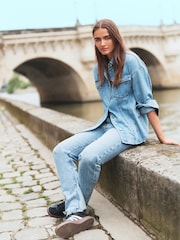 Dark Blue Seam Front Denim Shirt - Image 2 of 7