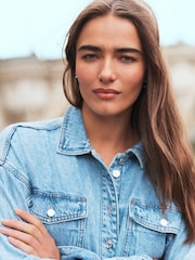 Dark Blue Seam Front Denim Shirt - Image 5 of 7