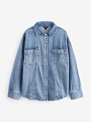 Dark Blue Seam Front Denim Shirt - Image 6 of 7