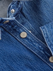 Azul oscuro - Camisa vaquera corta de algodón 100 % con bajo sin rematar - Imagen 7 de 7