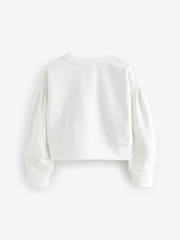 smALLSAINTS Chalk White Girls Pearl Embellished Crew Sweatshirt - Image 6 of 8