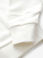 smALLSAINTS Chalk White Girls Pearl Embellished Crew Sweatshirt - Image 8 of 8