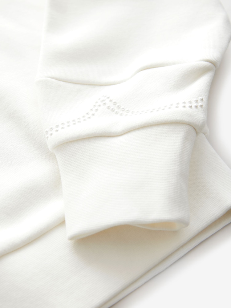 smALLSAINTS Chalk White Girls Pearl Embellished Crew Sweatshirt - Image 8 of 8