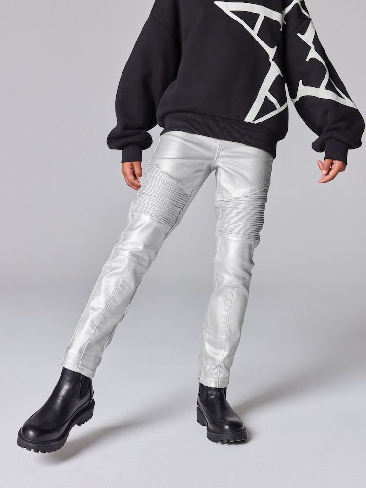 smALLSAINTS Silver Girls Suri Biker Jeans - Image 1 of 10
