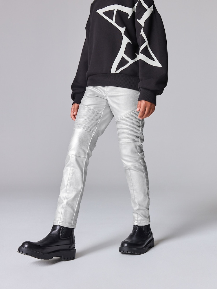 smALLSAINTS Silver Girls Suri Biker Jeans - Image 2 of 10