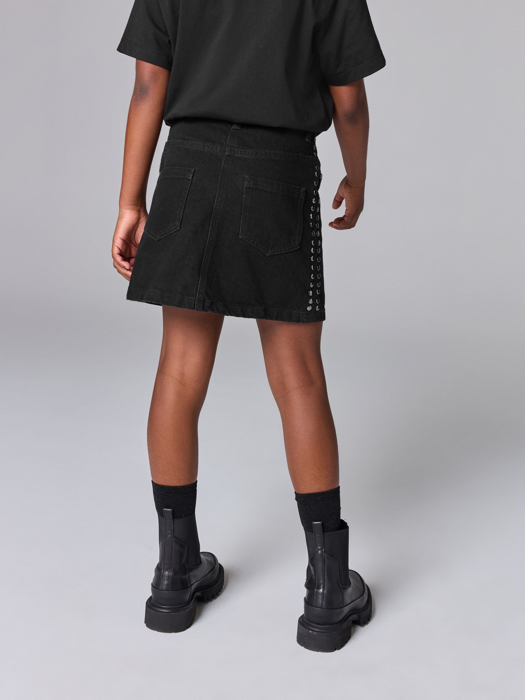 Buy smALLSAINTS Black Winnie Stud Denim Skirt from Next USA