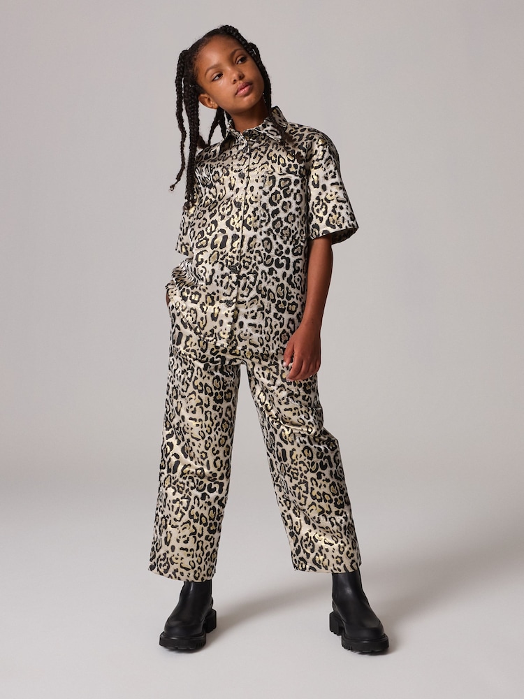 smALLSAINTS Leopard Print Girls Jemi Shirt And Trousers Set - Image 1 of 10
