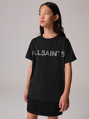 smALLSAINTS Black Girls 100% Cotton Logo Sequin T-Shirt - Image 2 of 7