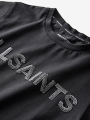 smALLSAINTS Black Girls 100% Cotton Logo Sequin T-Shirt - Image 6 of 7