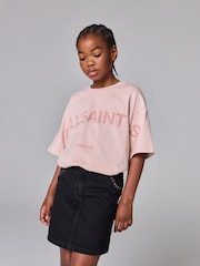 smALLSAINTS Light Pink Girls Oversized Biggy Logo Crew 100% Cotton T-Shirt - Image 2 of 7