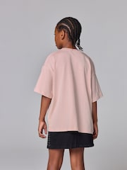 smALLSAINTS Light Pink Girls Oversized Biggy Logo Crew 100% Cotton T-Shirt - Image 3 of 7