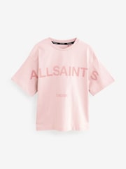 smALLSAINTS Light Pink Girls Oversized Biggy Logo Crew 100% Cotton T-Shirt - Image 5 of 7