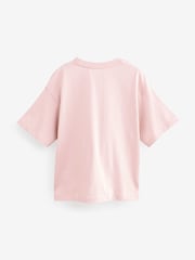 smALLSAINTS Light Pink Girls Oversized Biggy Logo Crew 100% Cotton T-Shirt - Image 6 of 7