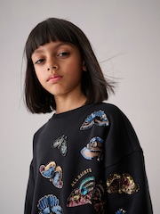 smALLSAINTS Black Girls Butterfly Embellished Sweat Dress - Image 2 of 8