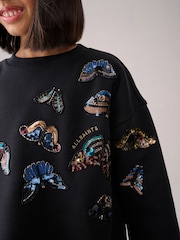 smALLSAINTS Black Girls Butterfly Embellished Sweat Dress - Image 3 of 8