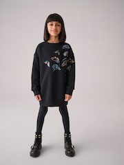smALLSAINTS Black Girls Butterfly Embellished Sweat Dress - Image 4 of 8