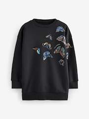 smALLSAINTS Black Girls Butterfly Embellished Sweat Dress - Image 5 of 8