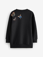 smALLSAINTS Black Girls Butterfly Embellished Sweat Dress - Image 6 of 8