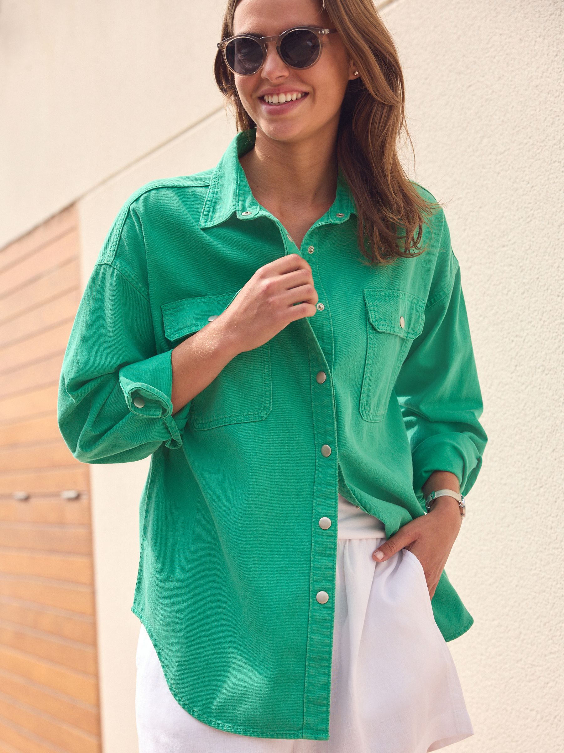Pretty green denim shirt top