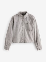 Grey Raw Hem Cropped Denim 100% Cotton Shirt - Image 6 of 8