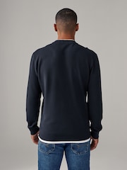 Navy Blue Texture Long Sleeve Mock Layer Jumper - Image 2 of 7