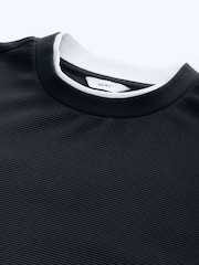 Navy Blue Texture Long Sleeve Mock Layer Jumper - Image 6 of 7