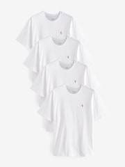 White 100% Cotton T-Shirts 4 Pack - Image 1 of 10