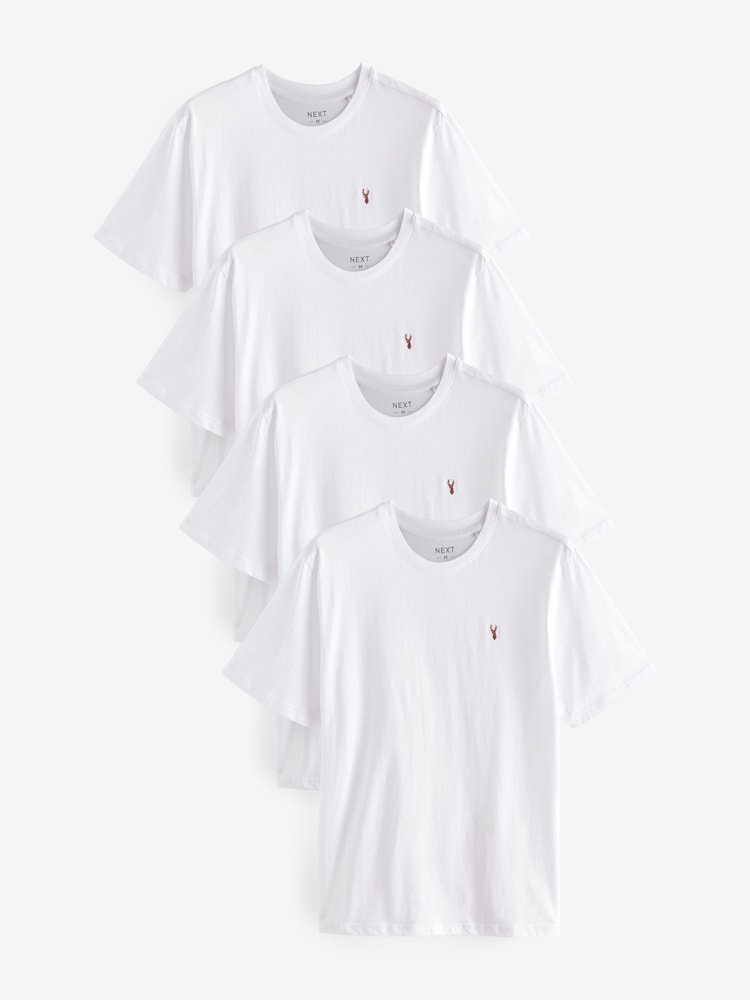 White 100% Cotton T-Shirts 4 Pack - Image 1 of 10