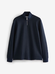 Navy Blue Marl Long Sleeve Textured Quarter Zip Jumper - Image 6 of 8