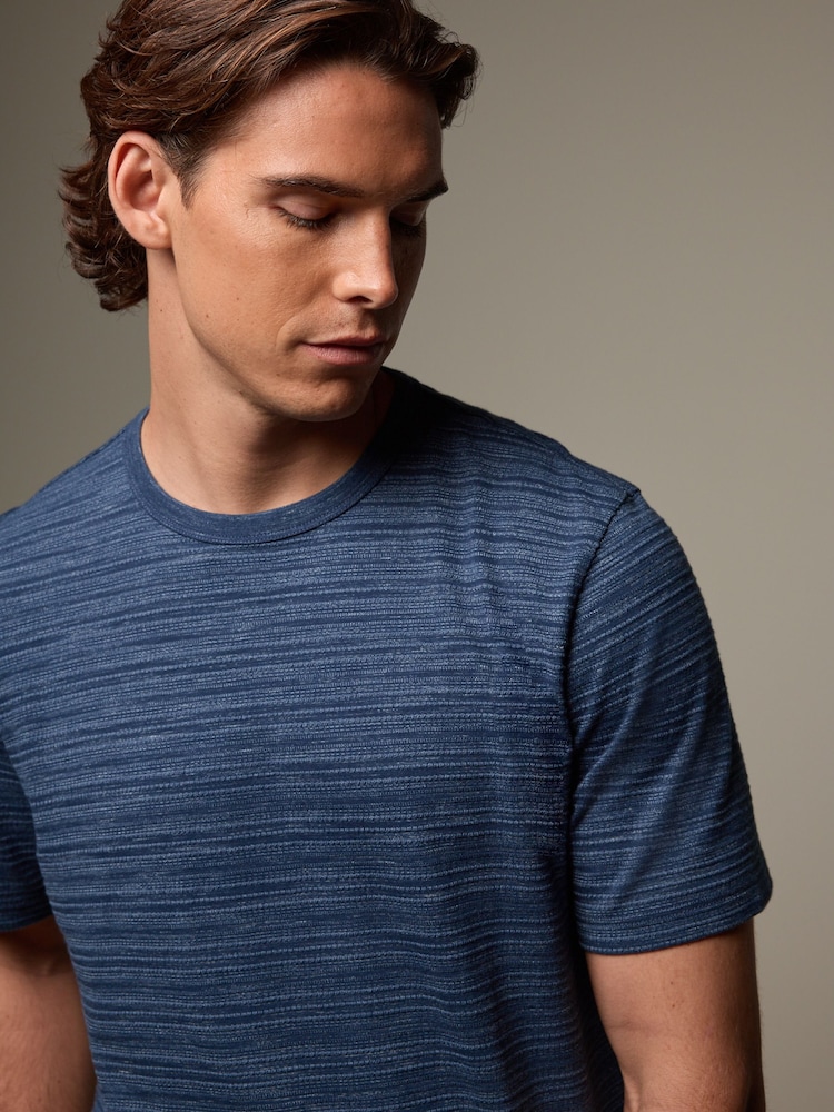 Navy Texture Single Short Sleeve Marl T-Shirt - Image 1 of 1