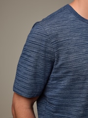 Navy Texture Single Short Sleeve Marl T-Shirt - Image 5 of 7